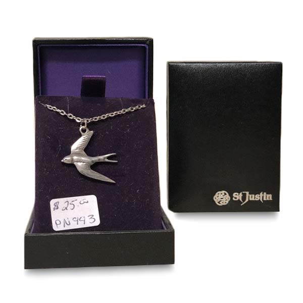 St Justin Silver Necklace Dove